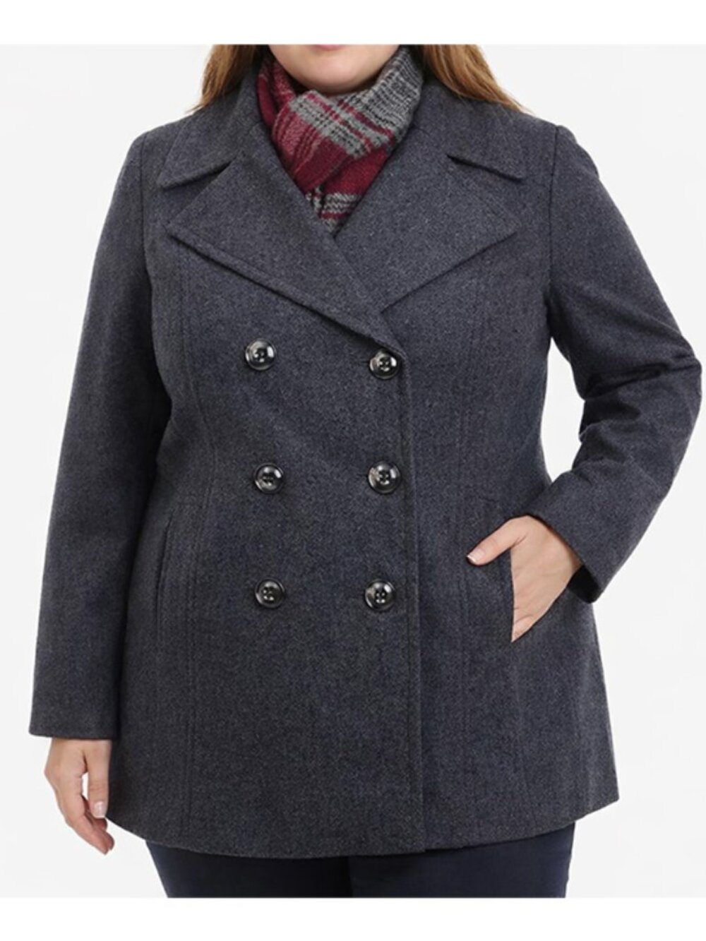 London Fog Women’s Double Breasted Wool Blend Peacoat – Plus Size 1X